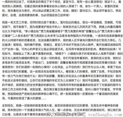 贾乃亮发长文: 李小璐出轨, 我的错