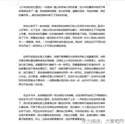 Life of Pi 少年派的奇幻漂流的读后感10篇