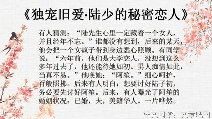 最全的《独宠旧爱，陆少的秘密恋人》经典的句子