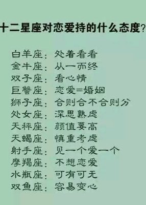 十二星座恋爱脑排行榜！