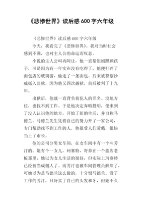 悲惨世界经典读后感有感