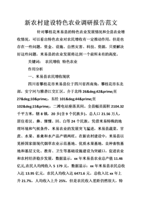 新农村建设调研分析