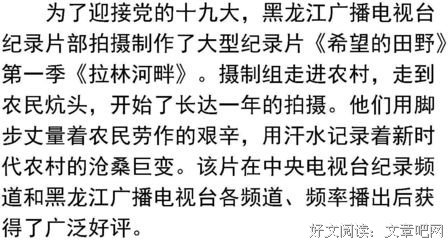 《希望的田野：拉林河畔》经典影评集
