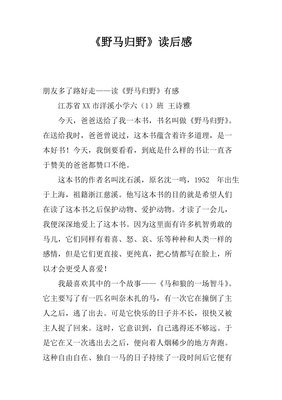 再野一点的读后感大全