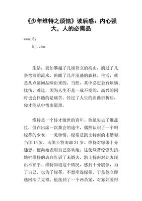 少年维特之烦恼读后感锦集