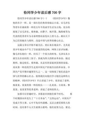 《马上少年过》读后感1000字