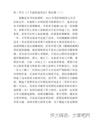《了不起的盖茨比》读后感锦集