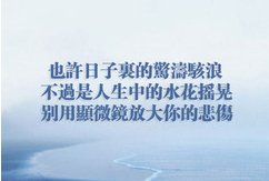 也许日子里的惊涛骇浪，不过是人生中的水花摇晃。别用显微镜放大