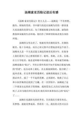 读汤姆索亚历险记有感