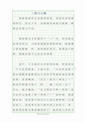 三年级关于人物的作文70字