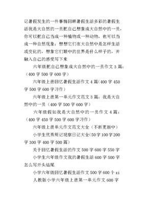 小学六年级写暑假生活的作文800字