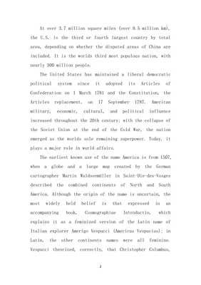 关于美国历史报告英语作文300字