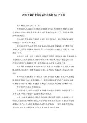 一年级我的暑假生活作文结尾800字