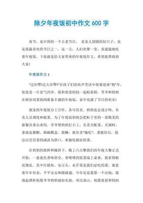 有关难忘的除夕之夜的作文