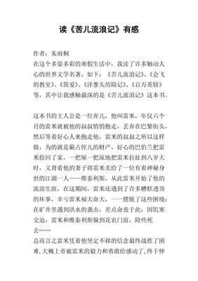 读《苦儿流浪记》有感