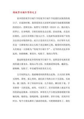 一个传统节日端午节作文