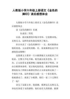 《金色的脚印》读后感