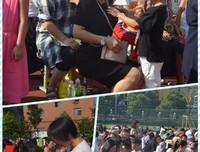 有关阳光下的里声作学脸的句子