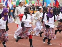中矿大信控学院积极进行2017年春季学生运动会入场仪式