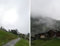 淋雨在山中