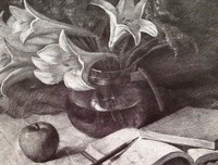 素描花第一在。句子
