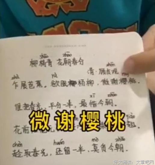 小学生背诗崩溃大哭“为啥谢谢樱桃啊？”网友笑疯